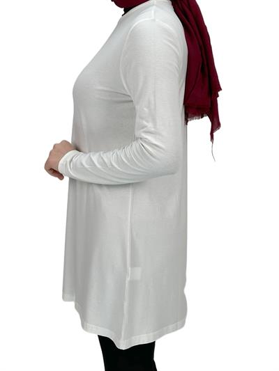 Uzun Kollu Penye İçlik Ekru OTW408