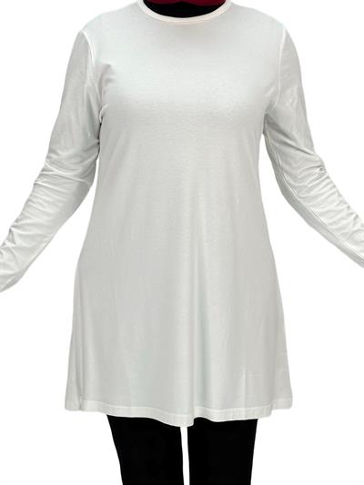 Uzun Kollu Penye İçlik Ekru OTW408