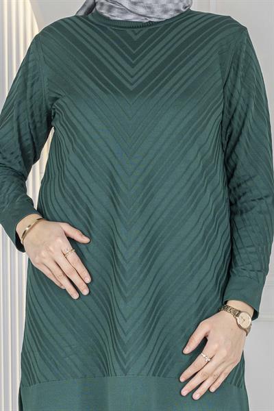 V Desenli Tesettür Merserize Tunik Nefti OTW1035