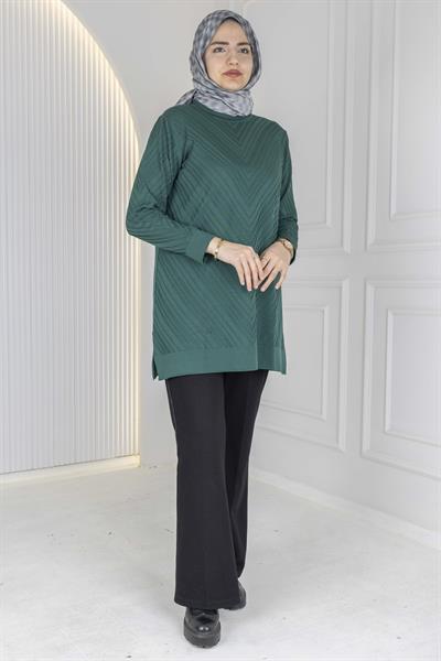 V Desenli Tesettür Merserize Tunik Nefti OTW1035