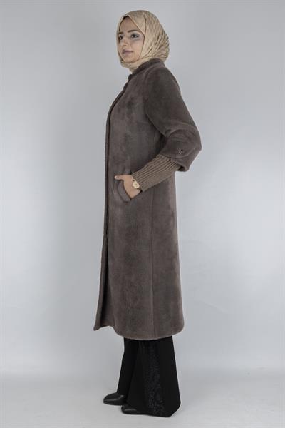 Yaka Düğmeli Angora Kaban Kahve OTW1252