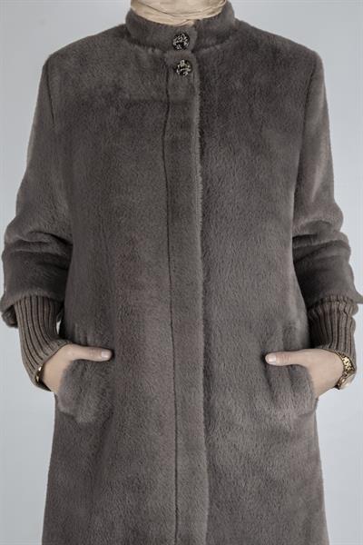 Yaka Düğmeli Angora Kaban Kahve OTW1252