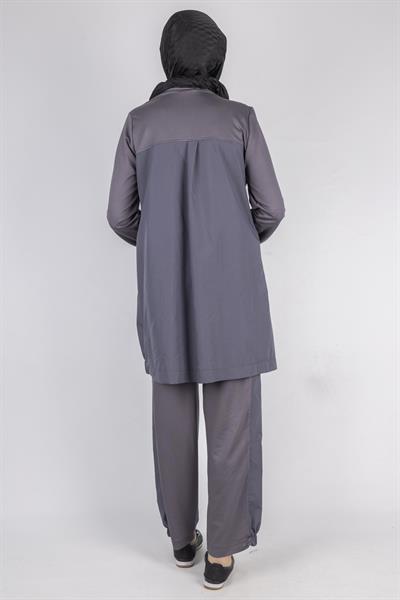 Yama Desenli Tunik Takım Gri OTW007