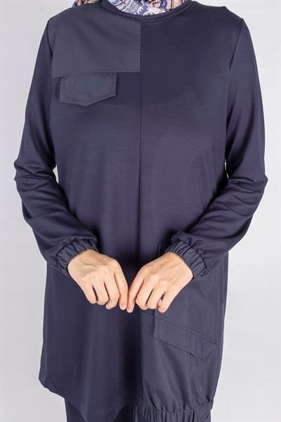 Yama Desenli Tunik Takım Lacivert OTW007
