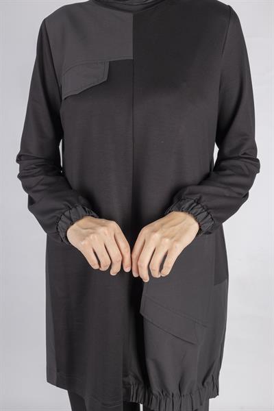 Yama Desenli Tunik Takım Siyah OTW007