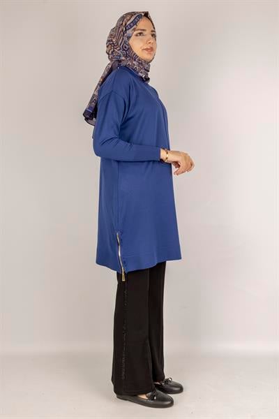 Yan Fermuar Detaylı Merserize Tunik Saks OTW1034