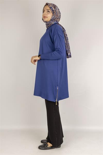 Yan Fermuar Detaylı Merserize Tunik Saks OTW1034