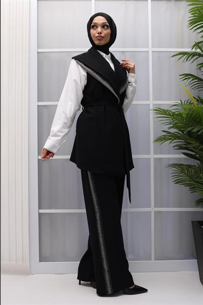 Yelekli Pantolonlu Takım Siyah OTW8498