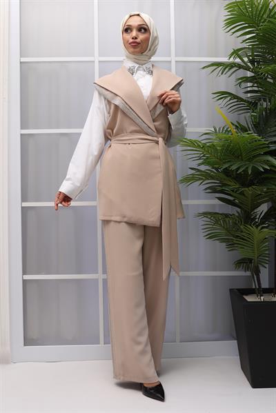 Yelekli Pantolonlu Takım Taş OTW8498