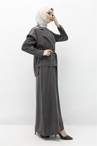 YELEKLİ SPOR ŞIK ELBİSE Antrasit OTW7250