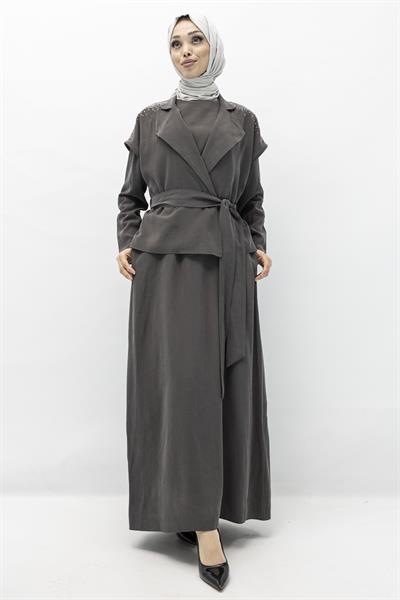 YELEKLİ SPOR ŞIK ELBİSE Antrasit OTW7250