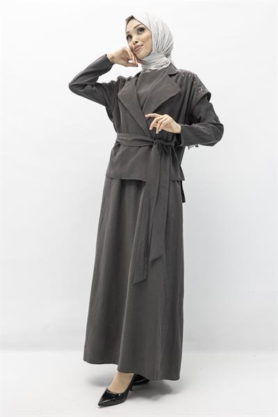 YELEKLİ SPOR ŞIK ELBİSE Antrasit OTW7250