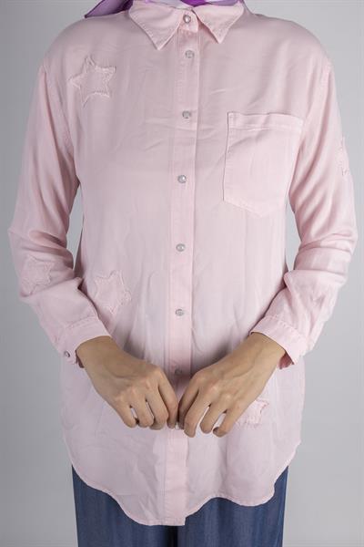 Yıldız Nakışlı Gömlek Pembe OTW7343