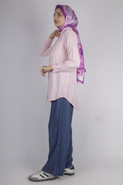 Yıldız Nakışlı Gömlek Pembe OTW7343