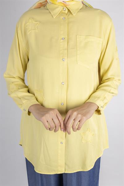Yıldız Nakışlı Gömlek Sarı OTW7343