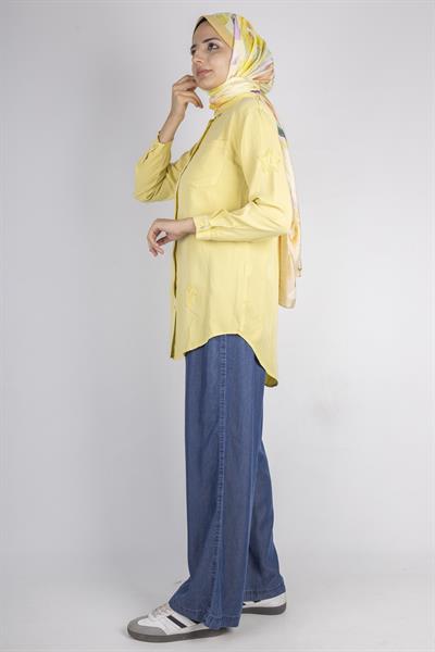 Yıldız Nakışlı Gömlek Sarı OTW7343