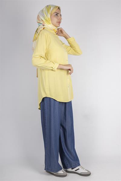 Yıldız Nakışlı Gömlek Sarı OTW7343