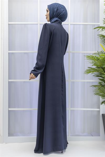 Yonca Desenli Elbise Lacivert OTW4599