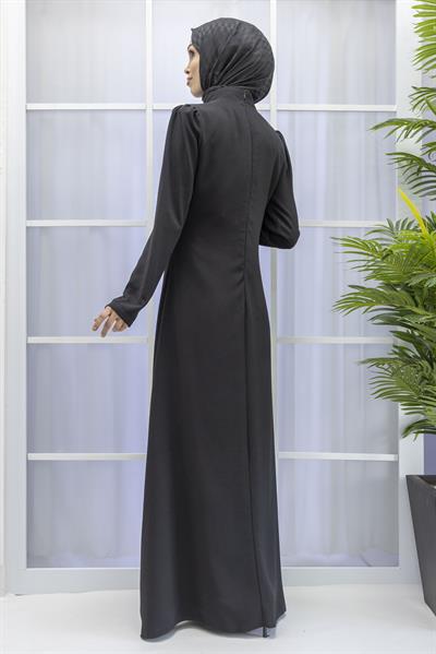 Yonca Desenli Elbise Siyah OTW4599