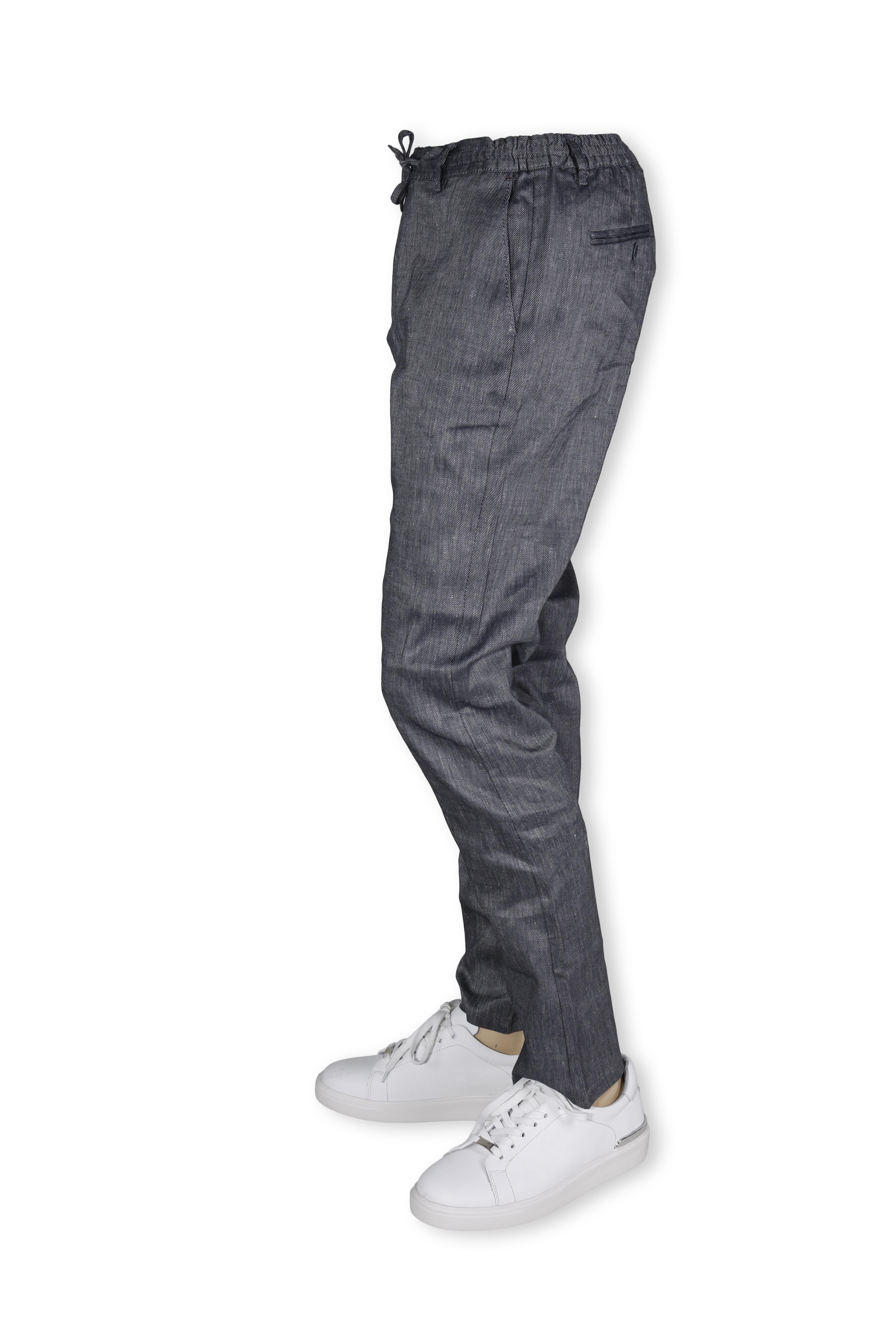 Erkek Beli Lastikli Bağcıkşı Relax Fit Düz Paça Jogger Pantolon-LACİVERT