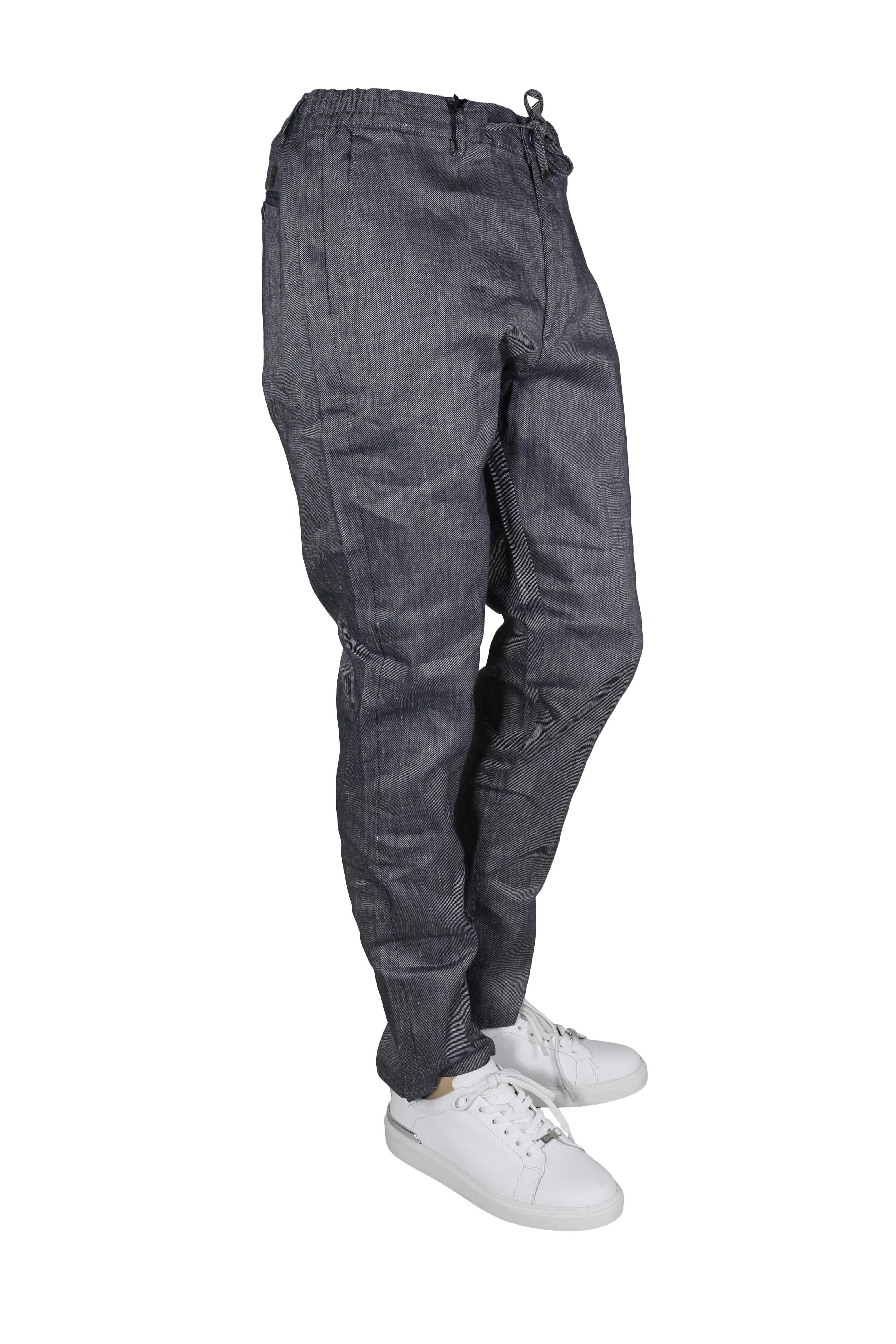 Erkek Beli Lastikli Bağcıkşı Relax Fit Düz Paça Jogger Pantolon-LACİVERT