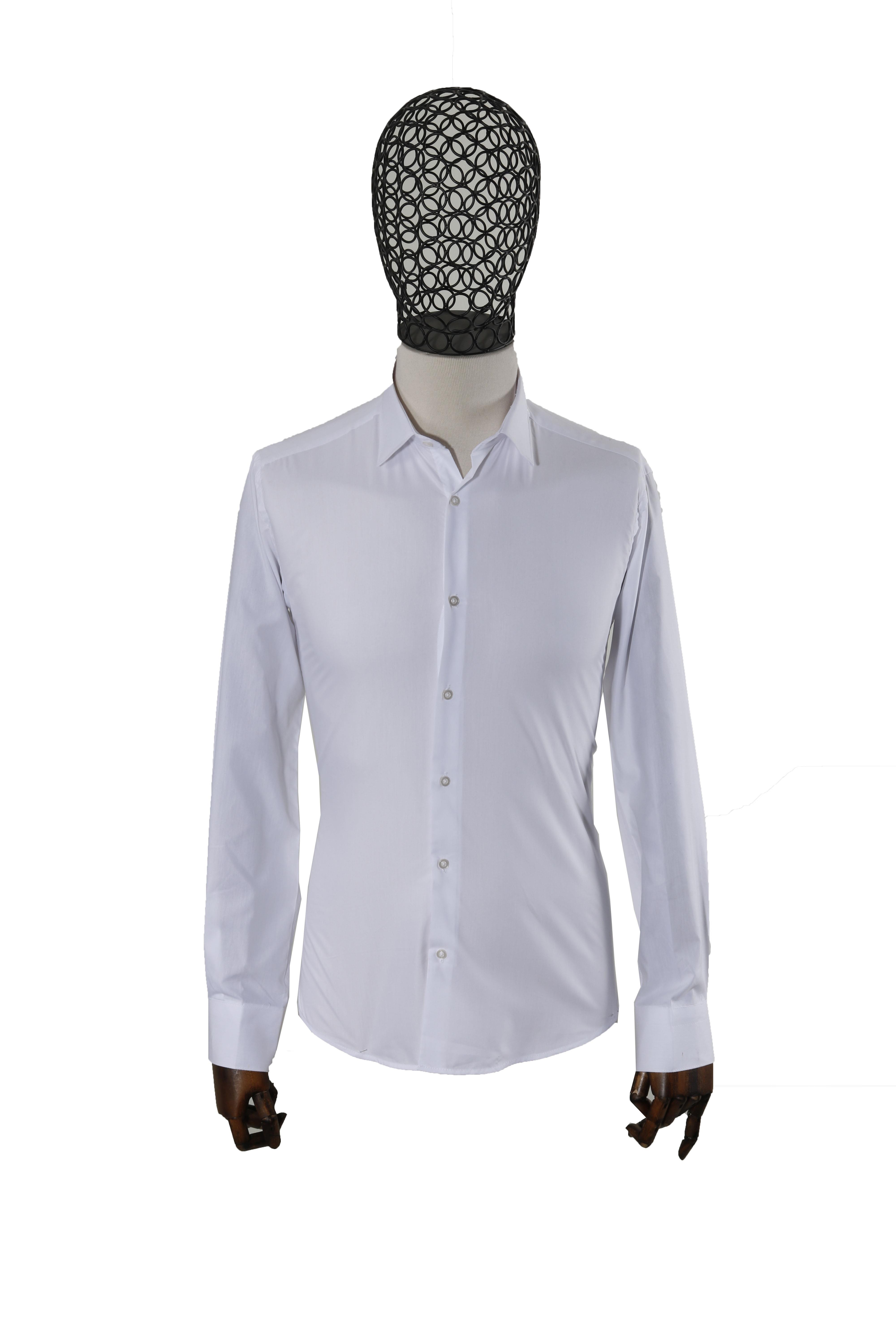 Erkek Uzun Kollu Kolay Ütülenebilir Pamuklu Slim Fit Gömlek 1000-BEYAZ