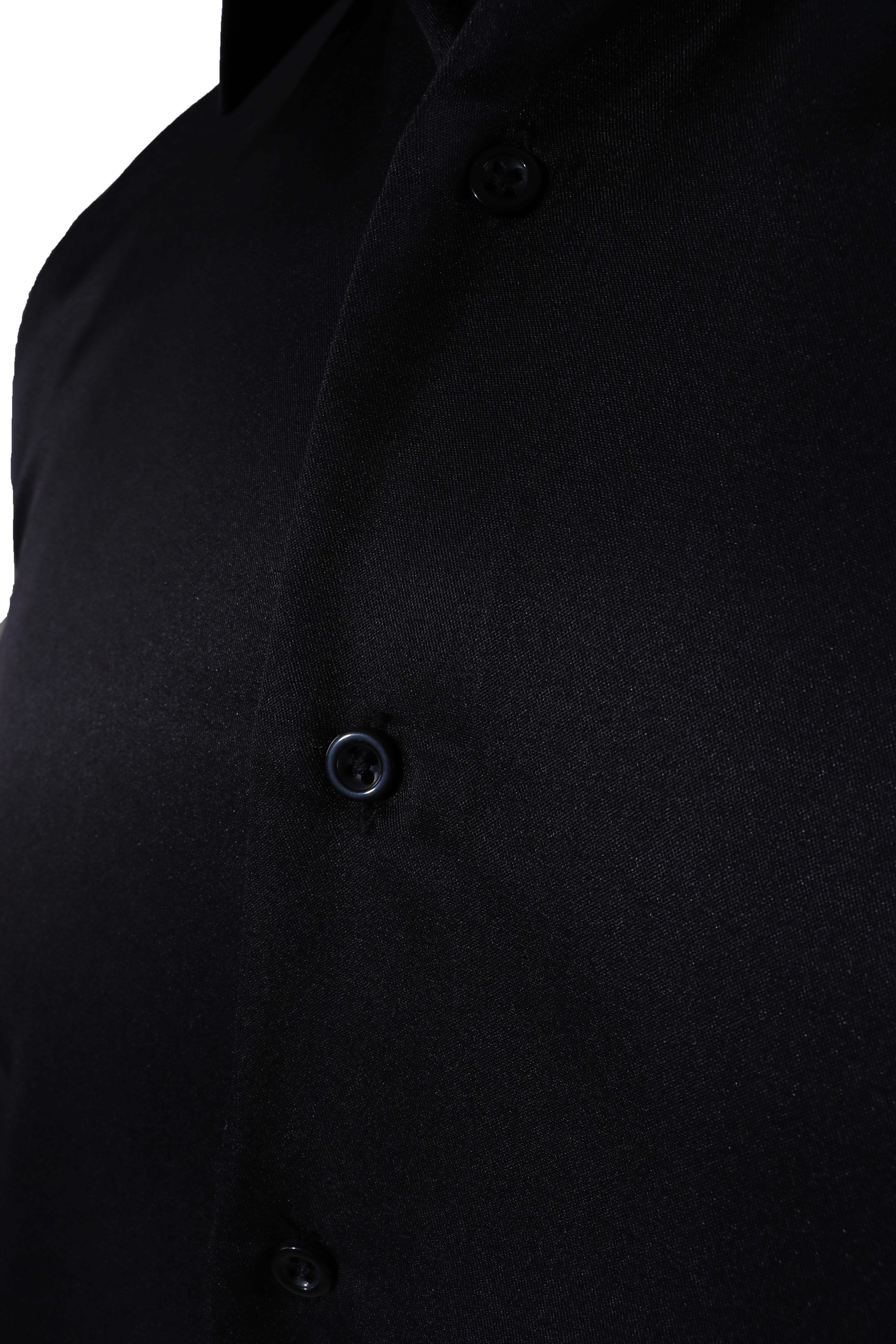 Erkek Uzun Kollu Kolay Ütülenebilir Pamuklu Slim Fit Gömlek 1000-SİYAH