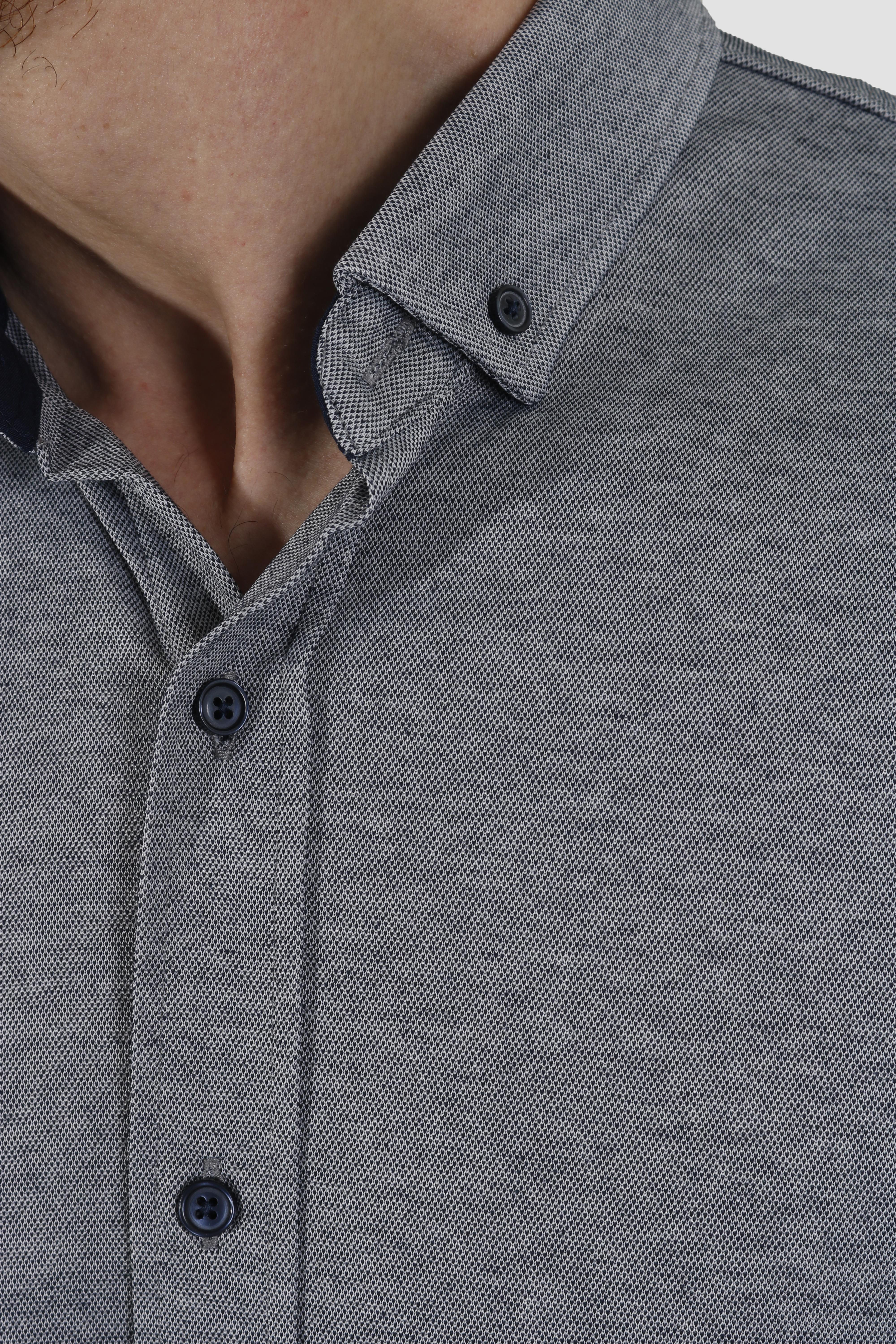 Erkek Kısa Kollu Nefes Alabilen Yazlık Pamuklu Slim Fit Gömlek 2910-G-LACİ MELANJ