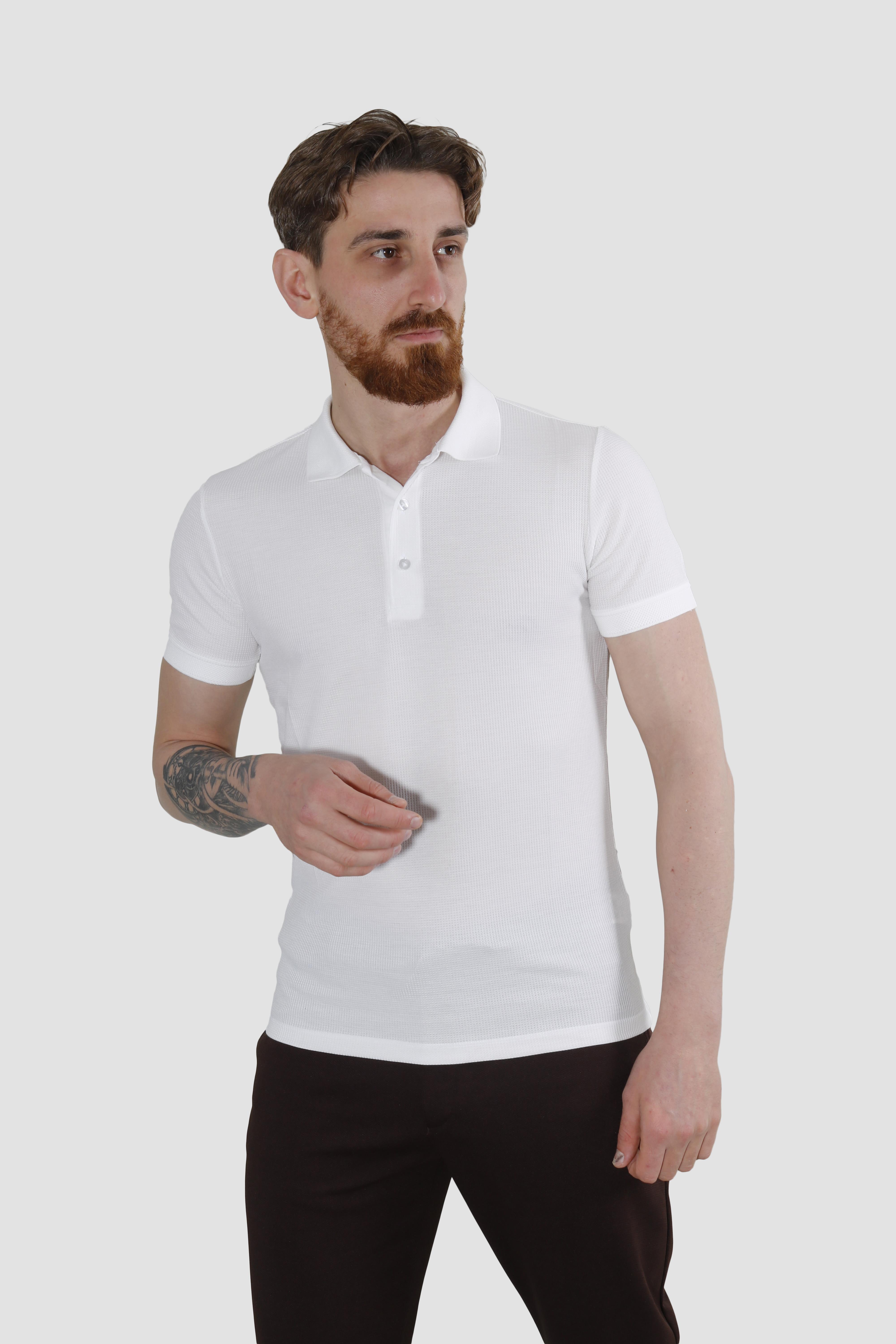 GLOBAY 3229Y HSK WF POLO YAKA T-SHIRT-BEYAZ
