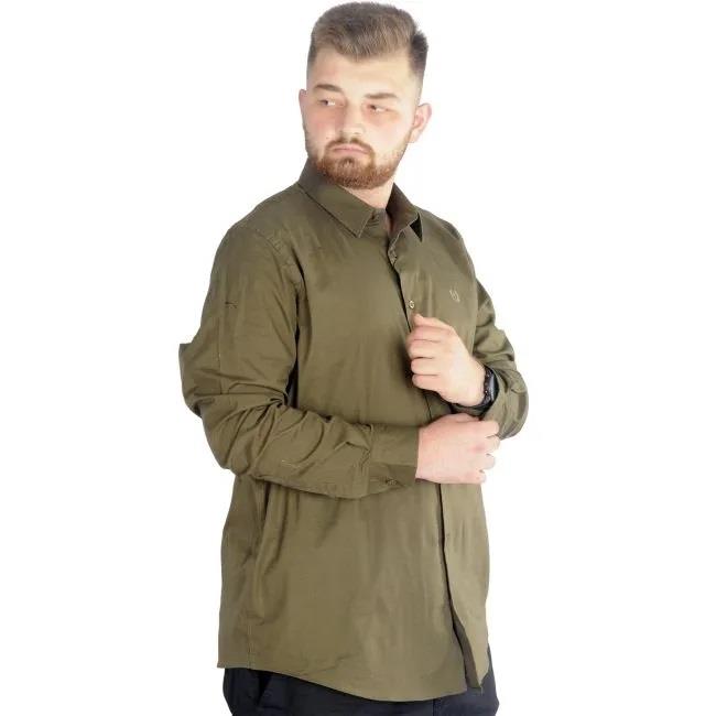 Erkek Battal Uzun Kol Pamuklu Regular Fit Gömlek  20351-HAKİ