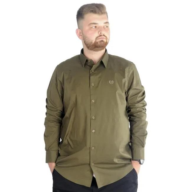 Erkek Battal Uzun Kol Pamuklu Regular Fit Gömlek  20351-HAKİ