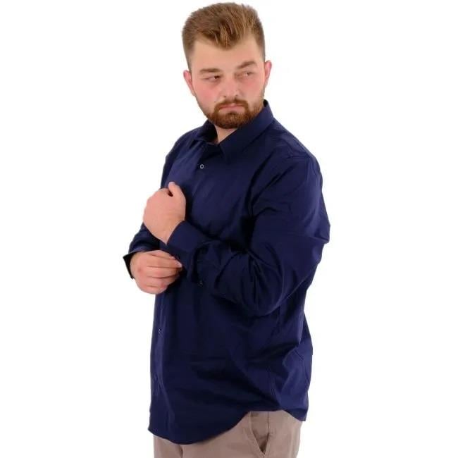 Erkek Battal Uzun Kol Pamuklu Regular Fit Gömlek  20351-LACİVERT