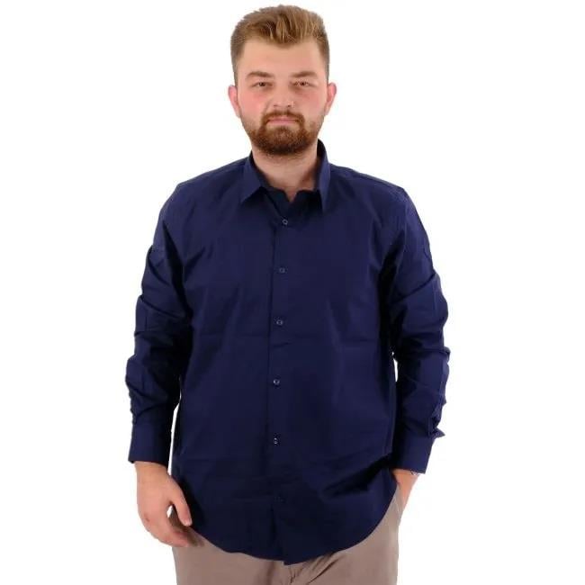 Erkek Battal Uzun Kol Pamuklu Regular Fit Gömlek  20351-LACİVERT