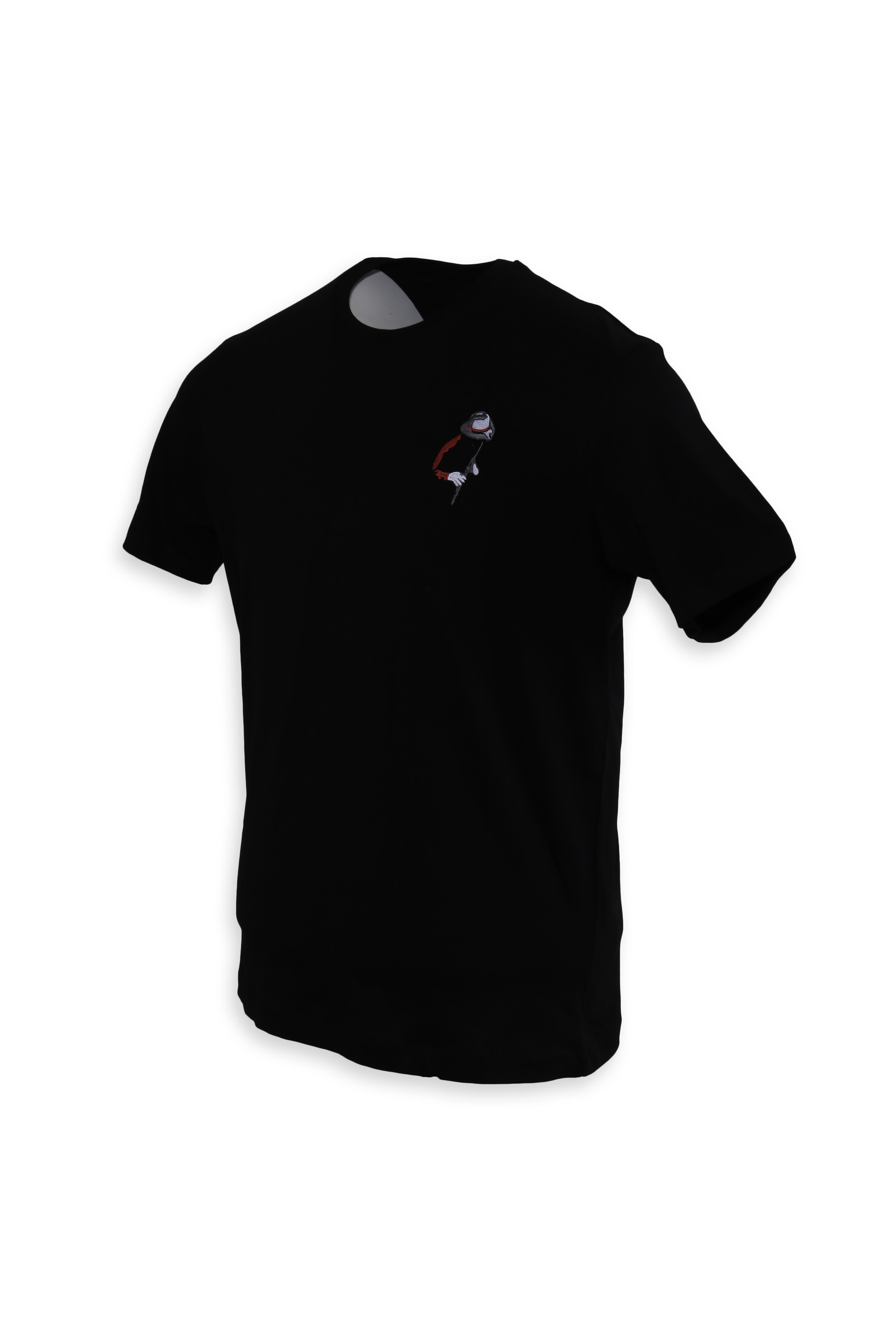Erkek Nakış İşlemeli Pamuklu Slim Fit Tişört T6024-SİYAH