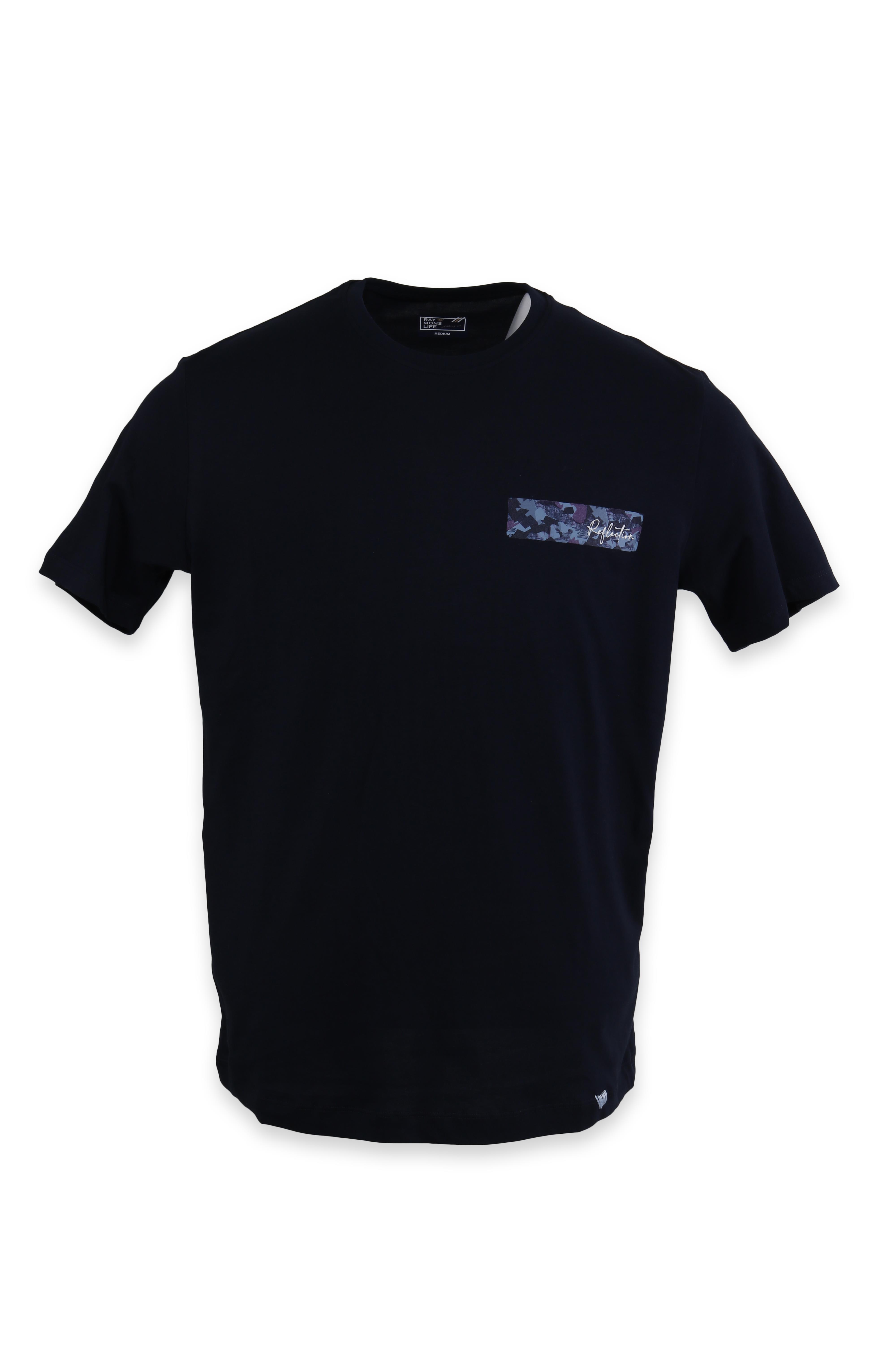 Erkek Baskılı Nakış İşlemeli Pamuklu Slim Fit Tişört T6028-LACİVERT