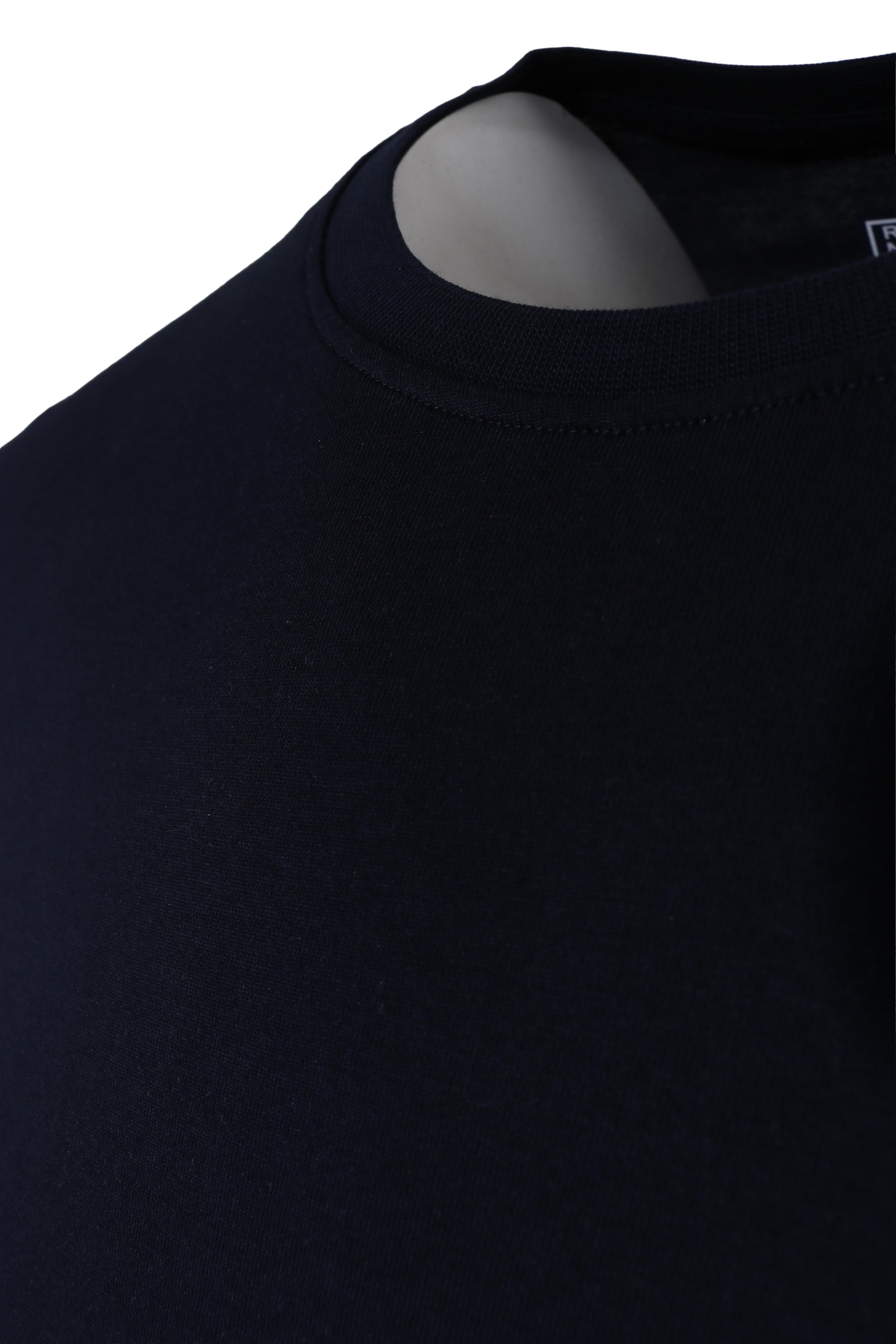 Erkek Baskılı Nakış İşlemeli Pamuklu Slim Fit Tişört T6028-LACİVERT