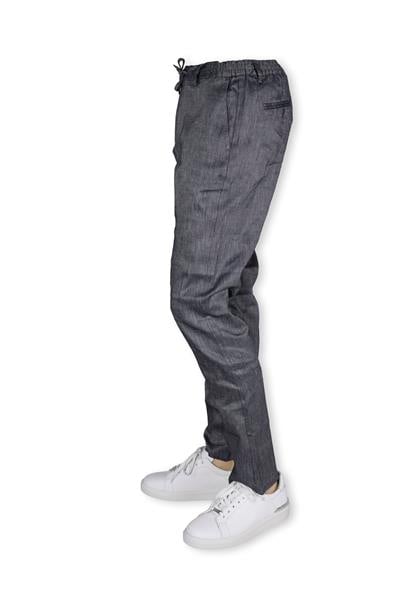 Erkek Beli Lastikli Bağcıkşı Relax Fit Düz Paça Jogger Pantolon-LACİVERT