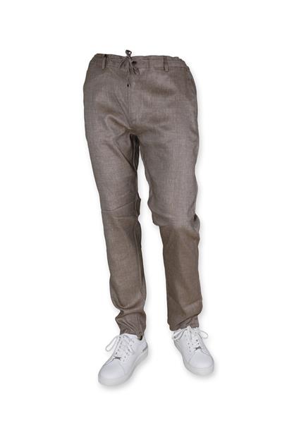 Erkek Beli Lastikli Bağcıkşı Relax Fit Düz Paça Jogger Pantolon-KAHVE