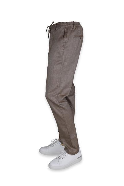 Erkek Beli Lastikli Bağcıkşı Relax Fit Düz Paça Jogger Pantolon-KAHVE