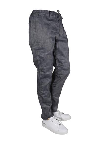 Erkek Beli Lastikli Bağcıkşı Relax Fit Düz Paça Jogger Pantolon-LACİVERT