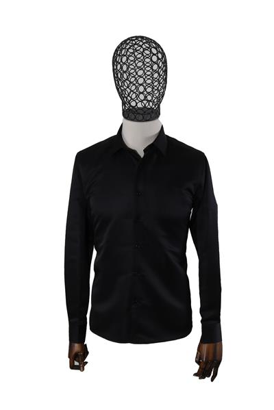 Erkek Uzun Kollu Kolay Ütülenebilir Pamuklu Slim Fit Gömlek 1000-SİYAH