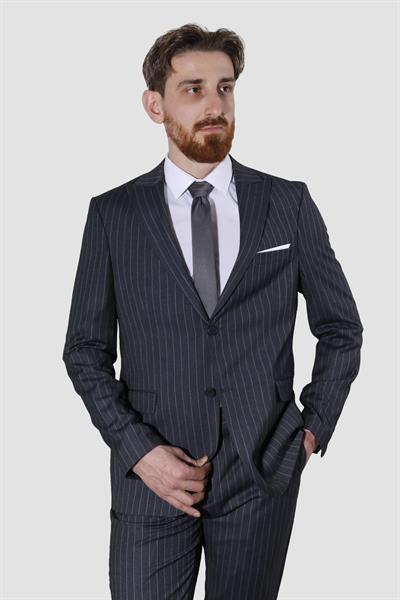Erkek Düz Yeleksiz Slim Fit Takım Elbise 1920-ANTRASİT