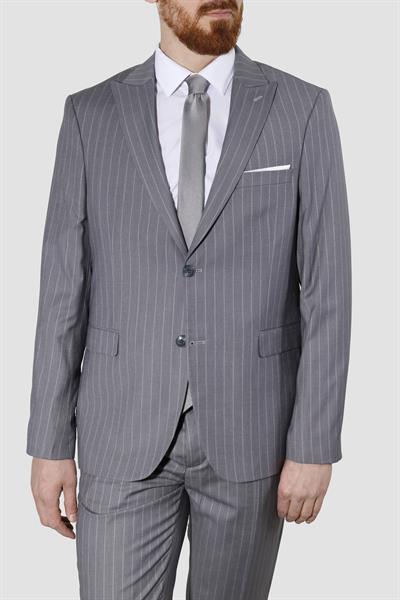 Erkek Düz Yeleksiz Slim Fit Takım Elbise 1920-AÇIKGRİ