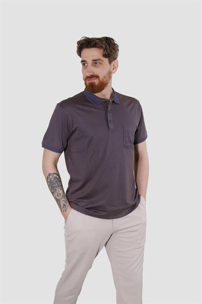 Erkek Polo Yaka Cepli Pamuklu Regular Fit Tişört 2448-KAHVE LACİ