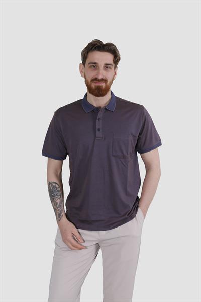 Erkek Polo Yaka Cepli Pamuklu Regular Fit Tişört 2448-KAHVE LACİ