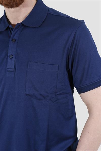 Erkek Polo Yaka Cepli Pamuklu Regular Fit Tişört 2448-LACİVERT