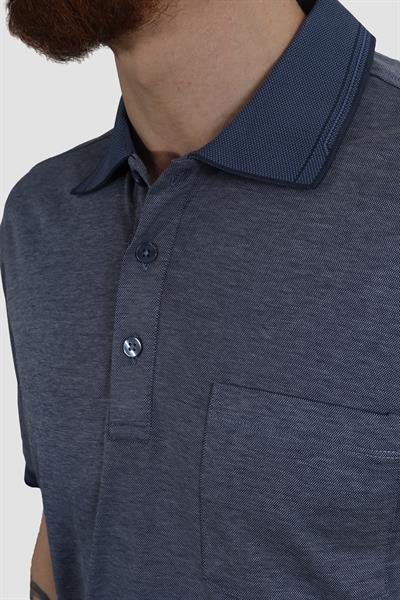Erkek Polo Yaka Cepli Pamuklu Regular Fit Tişört 2448-LACİ MELANJ