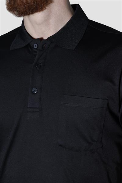 Erkek Polo Yaka Cepli Pamuklu Regular Fit Tişört 2448-SİYAH