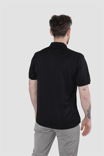 Erkek Polo Yaka Cepli Pamuklu Regular Fit Tişört 2448-SİYAH