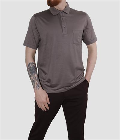 Erkek Polo Yaka Cepli Pamuklu Regular Fit Tişört 2510-KAHVE